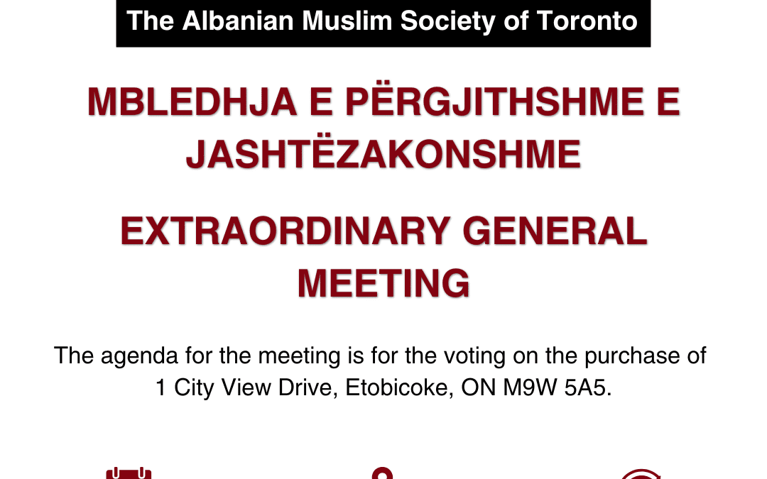 Mbledhje e Jashtëzakonshme e Përgjithshme – E Diel, 1 Qershor në orën 10:00AM