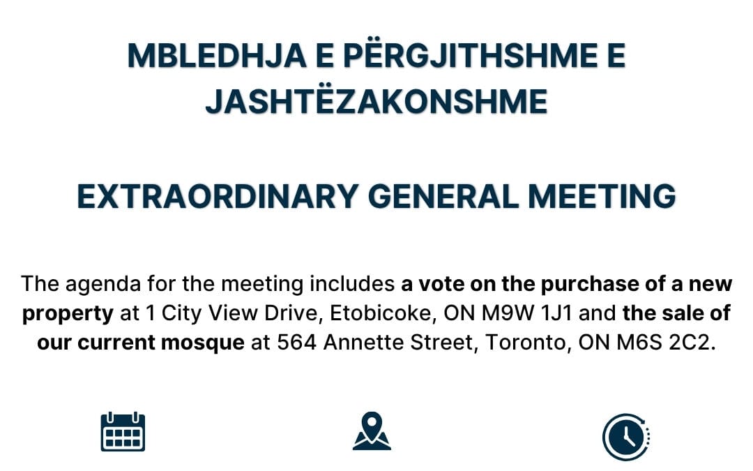 Second Extraordinary General Meeting – Sunday, June 15 at Mississauga Valley Park